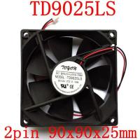 Free Shipping New original 2pcs/lot TD9025LS 2PIN 12V 0.16A 9CM 90x90x25MM Hydraulic quiet cooling fan