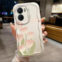 เคสสำหรับ Vivo Y16ดอกทิวลิปลายคลื่นไอศครีมเคสเคสโทรศัพท์นิ่มสาวน่ารัก