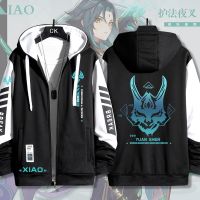 Xiao Genshin Impact Yuanshen เสื้อกันหนาวมีฮู้ดลายการ์ตูนอนิเมะสําหรับผู้ชายและผู้หญิง 9113