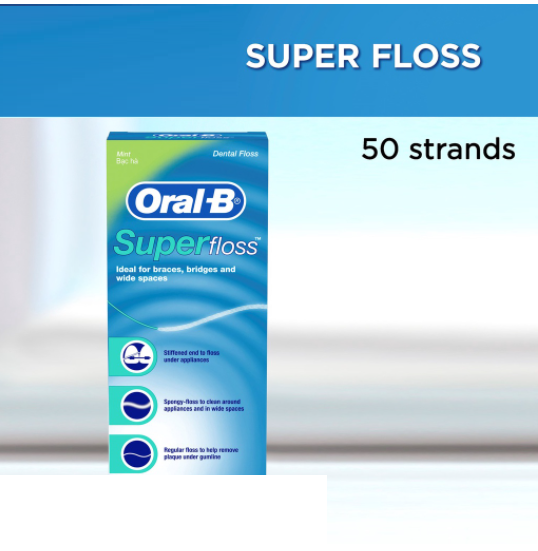 Oral-B Super Floss Dental Floss Mint (50m) Expiry: 05/2024 | Lazada