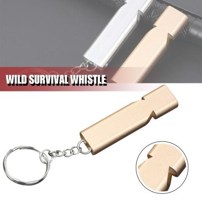 ；。‘【； 2Pcs Portable Aluminum Alloy Whistle Frequency Double Hole Rescue Whistles Outdoor Camping Survival Whistle Safety Tool