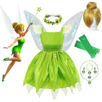 Christmas Fairy Tiana เครื่องแต่งกายสำหรับสาว Tinker Bell ชุดเจ้าหญิง Elf Wings Headband Wand เด็กวัยหัดเดินแฟนซีวันเกิด Party Gowns...