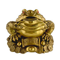 Feng Shui Copper Toad Money LUCKY Fortune Wealth Chinese Golden Frog Toad Coin Home Office Decoration Tabletop Ornaments Lucky