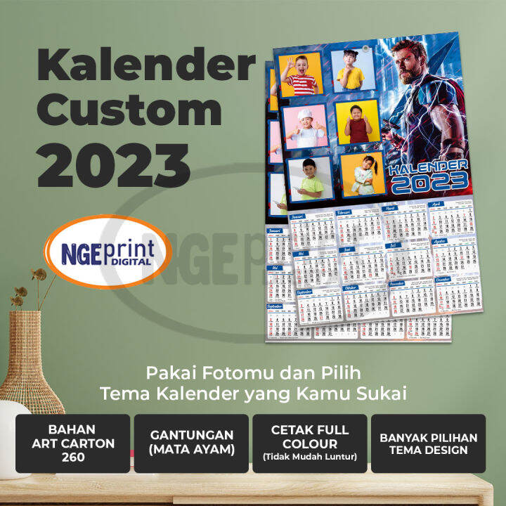 Cetak Kalender 2023 Custom Foto Free Design Tanpa Minimal Order / Cetak ...