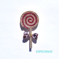 Crystal Cute Lollipop Breast Pin Lovely Brooches for Women Pink Color Rhinestone Pin Jewelry Ladies 39; Corsage Birthday Gifts