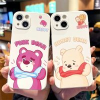 เคสโทรศัพท์หมี Lotso วินนี่เดอะพูห์สำหรับ iPhone 14 Pro Max 14 Plus 13 Pro Max 12 Pro Max 11 Pro Max ซิลิคอนนิ่มฝาหลังโทรศัพท์กันกระแทกสำหรับ iPhone 13 Mini 12 Mini XR XS Max 7 8 Plus