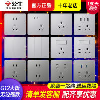 Bull G12 large plate silver socket panel 86 type switch household wall decoration one open 5 five-hole concealed switch