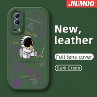 เคส JIUMOO สำหรับ VIVO Y72 5G Y52 5G Y75s 5G เคสการ์ตูนนักบินอวกาศอวกาศน่ารักใหม่เคสใส่โทรศัพท์หนังกันกระแทกฝาครอบหลังซิลิโคนนุ่มเคสรวมเลนส์กล้องเคสป้องกัน