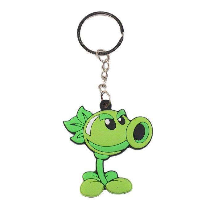 plants-vs-zombies-cartoon-pendant-schoolbag-car-key-ring-couple-key-chain-metal-chain-silicone-birthday-gift-wholesale-key-chains