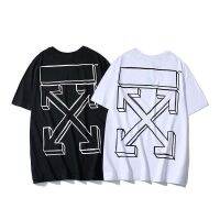 COD เสื้อยืด 2022 new mens and womens same style off-White fashion cotton printing short-sleeved T-shirt collar + tag