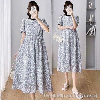 ● Vestido longo floral estampado para maternidade roupas finas mulheres grávidas roupa de gravidez elegante verão moda coreana 9677