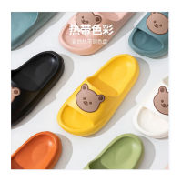 Summer Women Mens Slippers Indoor Soft Bath Thick Platform Non-slip Couple Cartoon Flip Flops Bear Beach Sandals Ladies Shoes