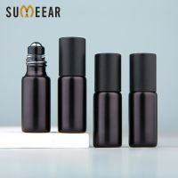 50/100Pcs/Lot 5Ml Matte Black Essential Oil Bottle Refillable Roll On Perfume Bottle Frost Glass Roller Bottles Cosmetics