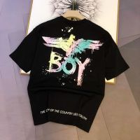 Boy London แท้ฤดูร้อนเด็กชายแขนสั้นหลากสีปีกนกอินทรีสีบรอนซ์เสื้อคู่ผ้าฝ้ายแท้เสื้อยืดแขนสั้นชายและเสื้อผู้หญิงคอกลมเสื้อครึ่งอินเทรนด์2023อังกฤษ