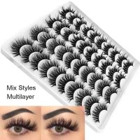 YOKE SKONHED 20 Pairs ขนตาปลอม ยาวหนา หลายชั้น ขนตาปลอม ขนปุยธรรมชาติ การต่อตา 3D Faux Mink