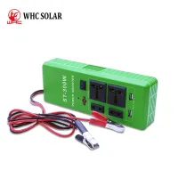 WHC ซ็อกเก็ตสากลแปลงไฟฟ้าโซลาร์ DC เป็น AC 110V 12V 300W อินเวอร์เตอร์พลังงานแสงอาทิตย์แบบพกพาไฮบริด