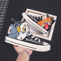 ✶☞☞  This high for canvas shoes for men and women students 2023 chun xia han edition joker cartoons graffiti couple sandals tide