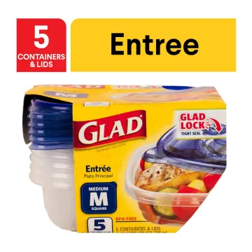 Glad Gladware Entree Plastic Square Containers with Lids, 25 Ounce