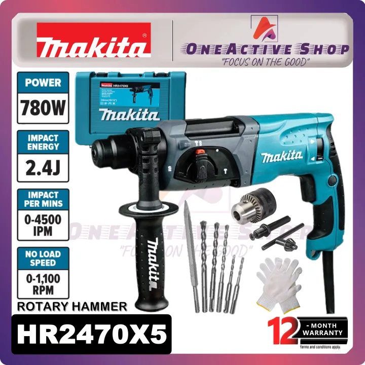 MAKITA Rotary Hammer 780W HR2470X5 1 Year Warranty (HR2470 Lazada