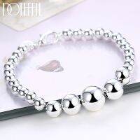 DOTEFFIL 925 Sterling Silver Vary Size Full Smooth Bead Bracelet 20cm For Women Girl Wedding Engagement Jewelry