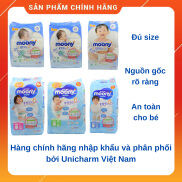 Chính hãng nhập khẩu bởi Unicharm Bỉm Moony xanh cộng miếng đủ Size