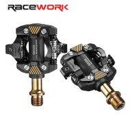 RACEWORK M211ที่หนีบที่พักเท้าสำหรับจักรยานที่เหยียบ Mtb ที่วางเท้าจักรยานเสือภูเขาที่วางเท้าหลักสำหรับล็อคในตัวพร้อมการปั่นจักรยาน Spd