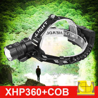 XHP360ที่มีประสิทธิภาพ LED ไฟหน้า USB ชาร์จหัวไฟฉายพลังงานสูง LED ไฟหน้า18650 XHP90โคมไฟหัวตกปลา Headlantern