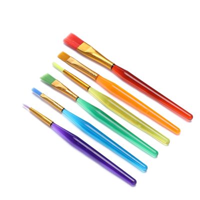 【CW】 6 Pcs Children  39;s watercolor pen plastic rod nylon wool card art painting brush kindergarten early education graffiti tool
