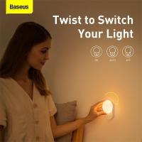 Baseus LED ไฟในคืนแม่เหล็กไฟเซ็นเซอร์ตรวจจับการเคลื่อนไหวในร่ม USB ชาร์จโคมไฟติดผนังตกแต่งดวงจันทร์โคมไฟสำหรับห้องนอนและคลังสินค้า