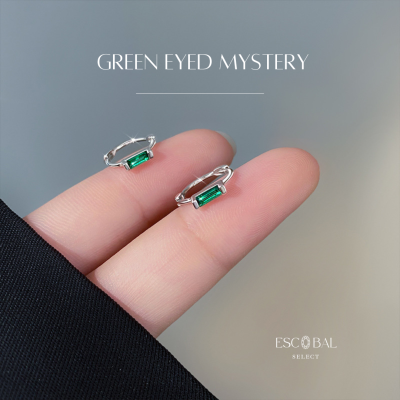 ESCOBAL✨ต่างหูเงินแท้ Green Eyed Mystery มรกตอัญมณีสีเขียว ตุ้มหูเงินแท้ ต่างหูแฟชั่น ตุ้มหูเงินแท้ ต่างหูเกาหลี ต้มหู