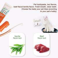 Healthy Edible Toothpaste With Toothbrush Small Dog Cats Mouth Teeth Cleaning Care Vanilla Beef 2 Taste Care Accessorieshot