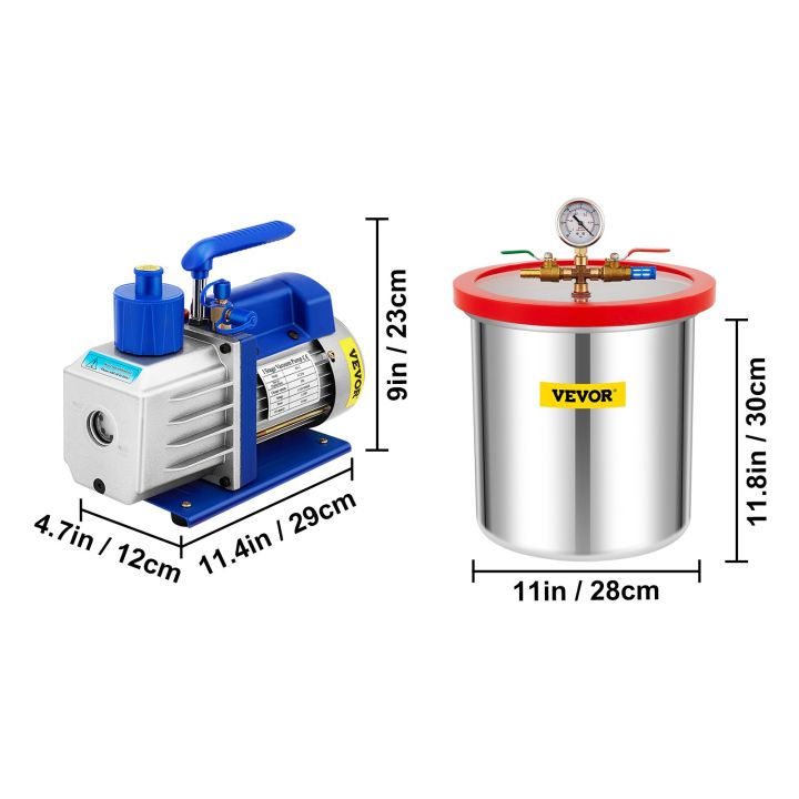 ชุดห้องสุญญากาศ-vevor-พร้อมปั๊ม5แกลลอน5cfm-1-2-hp-ระบบหมุนรอบแกนหมุนแบบเดี่ยว110v-hvac-เครื่องมือเป่าลมสำหรับไม้ทรงตัว