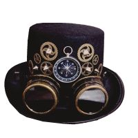 สีดำ Steampunk หมวกเข็มทิศ Gears Fedora ผู้หญิงผู้ชาย Gothic Club Party Cosplay Head อุปกรณ์เสริม