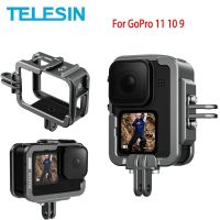 เคสกรอบอลูมิเนียมอัลลอย Telescopro สำหรับ Gopro 9 10 11รองเท้าคู่พร้อมกรงยิงแนวตั้งสำหรับ Gopro Hero 9 10 11