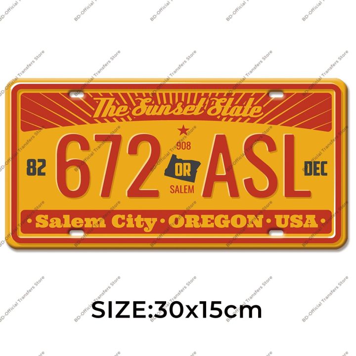 แผ่นดีบุกแผ่นเพลทโลหะตัวเลขป้ายทะเบียนรถรัฐสหรัฐอเมริกาสำหรับภาพวาดตกแต่งผนังตกแต่งบาร์สโมสรโรงรถ