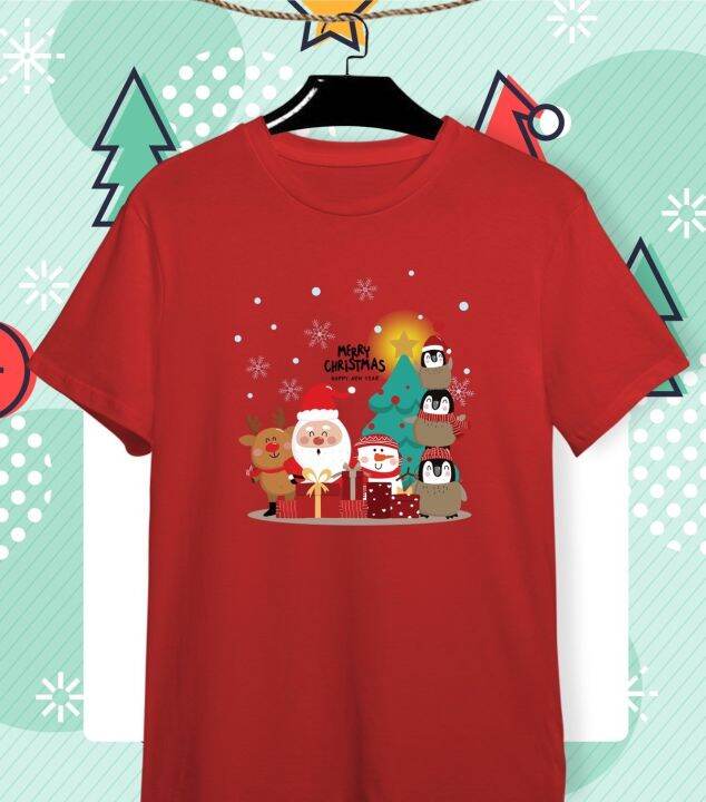 เสื้อยืดลายปีใหม่-เสื้อคริสมาสต์-happy-new-year-amp-merry-christmas-ลายน่ารักๆ-ผ้า-cotton-ใส่สบาย-สีสันสดใส