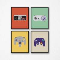 วิดีโอเกมที่มีสีสันภาพวาดผ้าใบ-ตัวควบคุมเกมพิมพ์โปสเตอร์-Retro Gaming Wall Art Picture - Top Kids Room And Living Room Decor