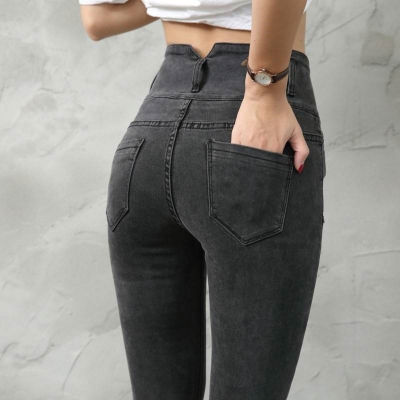 New High Waist Velvet Thick Jeans Female Winter Skinny Stretch Warm Jeans Women Pants Black Denim Trousers With Fleece Pants