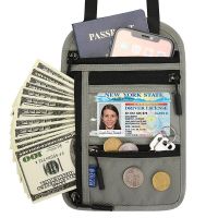 Men Women Waterproof Travel Document Storage Bag RFID Nylon Card Passport Neck Wallet Bag Slim Hidden Security Money Pouch Card Holders