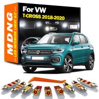 MDNG 9ชิ้นสำหรับ Volkswagen VW T-CROSS 2018 2019 2020ชุดไฟ Canbus LED สำหรับภายในรถยนต์แผนที่หีบฝาทรงโค้งอุปกรณ์เสริมไฟยานพาหนะ