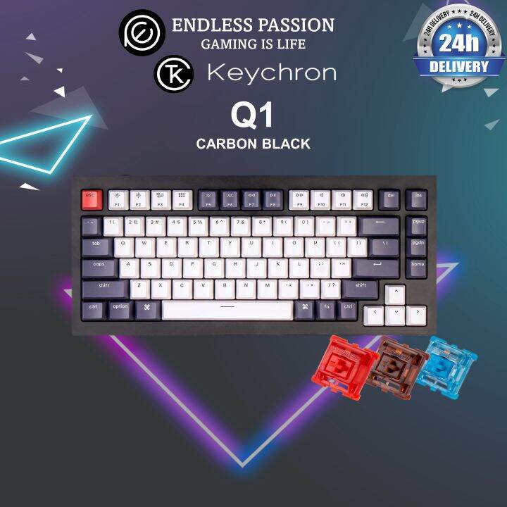 Keychron Q1 75 Carbon Black with Phantom Red Linear Switches Lazada