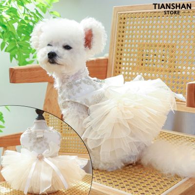 Tianshan ชุดเดรสแต่งงาน ปักลาย สไตล์เจ้าหญิง แฟชั่น สําหรับสัตว์เลี้ยง สุนัข แมว
