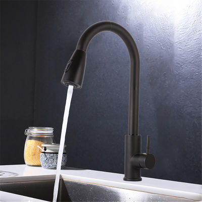 Stainless Steel Pull Kitchen Faucet Single Hole Pull Out Spout Kitchen Sink Mixer Tap Sink Mixer Tap Rotatable Hot Cold Water