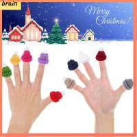 BRAIN 20pcs เครื่องประดับต้นคริสต์มาส หมวกคริสต์มาส ถักนิตติ้ง งานทำมือ หมวกงานปาร์ตี้ ของใหม่ เส้นด้ายสำหรับถัก หมวกตุ๊กตาผ้า คริสมาสต์