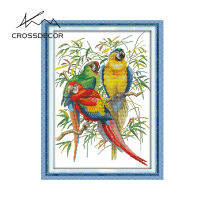 Crossdecor Cross Stitch ชุดกับวัสดุทำด้วยมือ Dmc ข้ามชุดด้าย11CT 14CT Stamped ชุดสัตว์ DIY เย็บปักถักร้อยชุดตกแต่งบ้านจอแสดงผล Sala - Scarlet Macaw