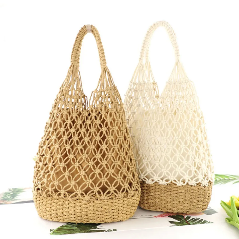 New Hollow Out Shoulder Bags Fashion Cotton Rope Fishing Net Bag