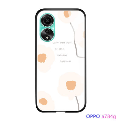 GGK สำหรับ OPPO A78 4G เคสเคสประกบหลังแบบแข็งกระจกเทมเปอร์เคสมันวาวดีไซน์รูปทุ่งหญ้าสวยงามเก๋ไก๋