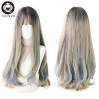 7JHH WIGS Layer Blue Brown Black LOLITA Wigs With Bangs Long Straight Omber Purple Noble Wigs For Women Fashion Cosplay Wig Wig  Hair Extensions Pads