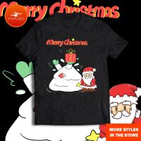 เสื้อยืดผ้าฝ้ายเสื้อยืดผ้าฝ้าย เสื้อยืดคริสต์มาส2022 Original Merry Christmas Women New Year Holiday TeeShirt Black White Short Sleeve