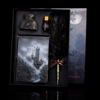 Creative Retro Hand Ledger Set Feather Pen European Notebook Illustration Diary Magic Book Stationery Christmas Gift Box